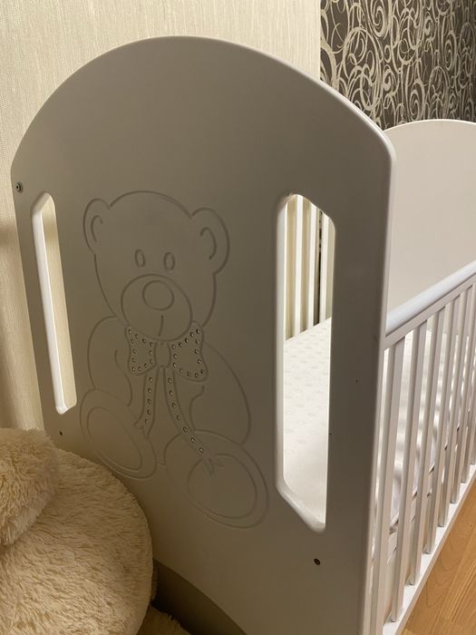 Комплект кроватка, комод, матрас Верес мишка со стразами