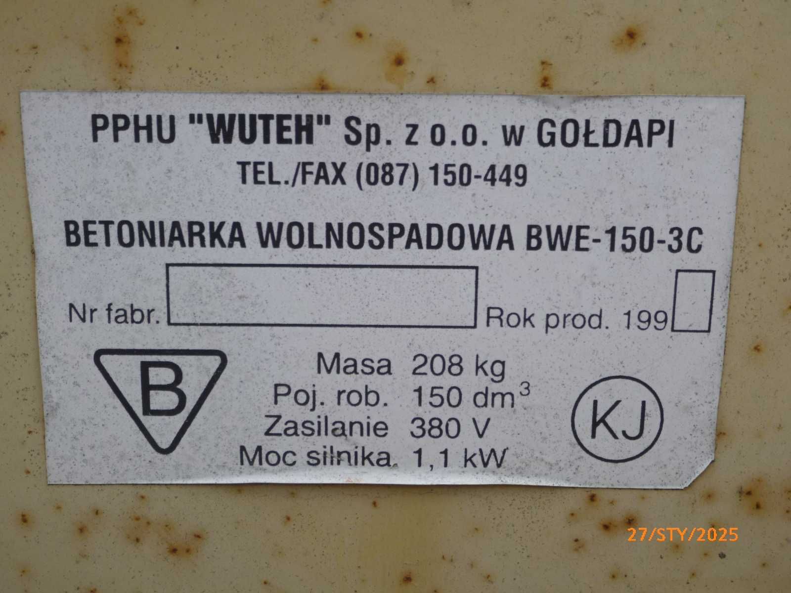 Betoniarka 160 l - polska