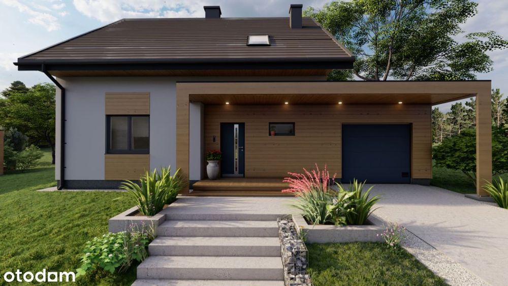 Wolnostojący dom z garażem - "D" - działki 9 ar - stan deweloperski