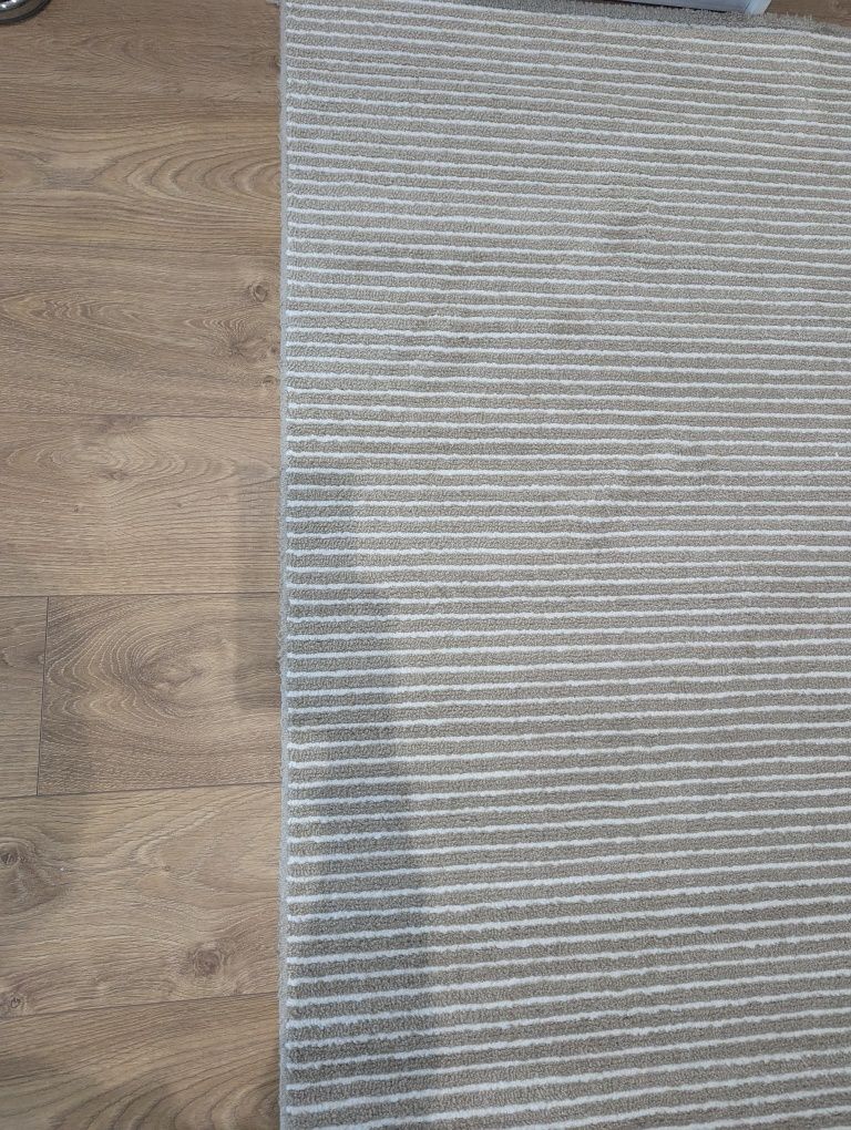 Tapete 175x120 cm Castanho riscas em branco