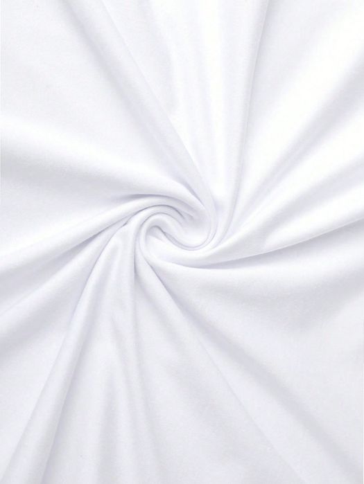 T-Shirt Luźny Z Nadrukiem Croissant Biały Casual Shein L 40