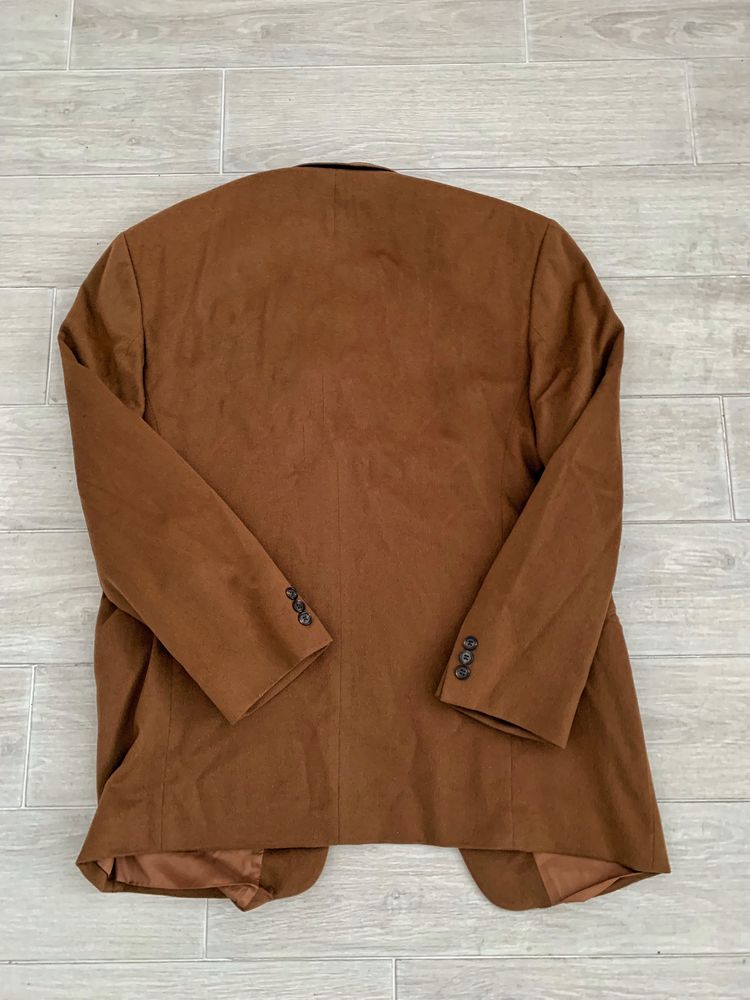 Мужской пиджак блейзер шерсть кашемир коричневый бежевый 52 L XL