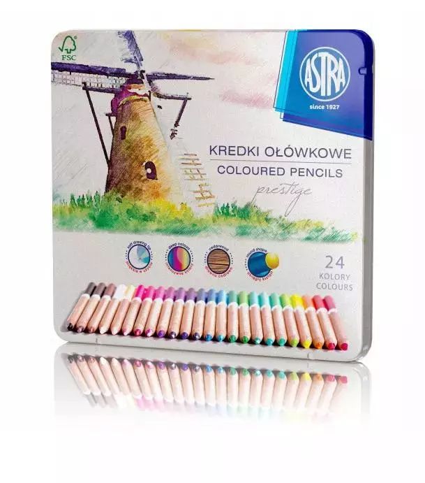 Kredki ołówkowe, 24 kolory. Astra