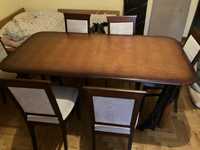 Stół drewniany solidny rozkładany i krzesła