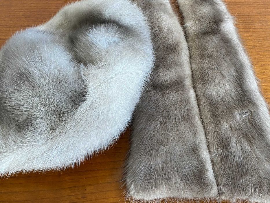 Kapelusz Z Futra Norek / Kołnierz Futrzany Vintage Lata 60-70