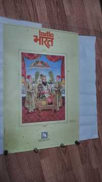 Poster indiano com pintura séc. XIX
