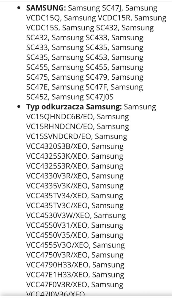 Filtr Wessper do odkurzacza Samsung 2 sztuki