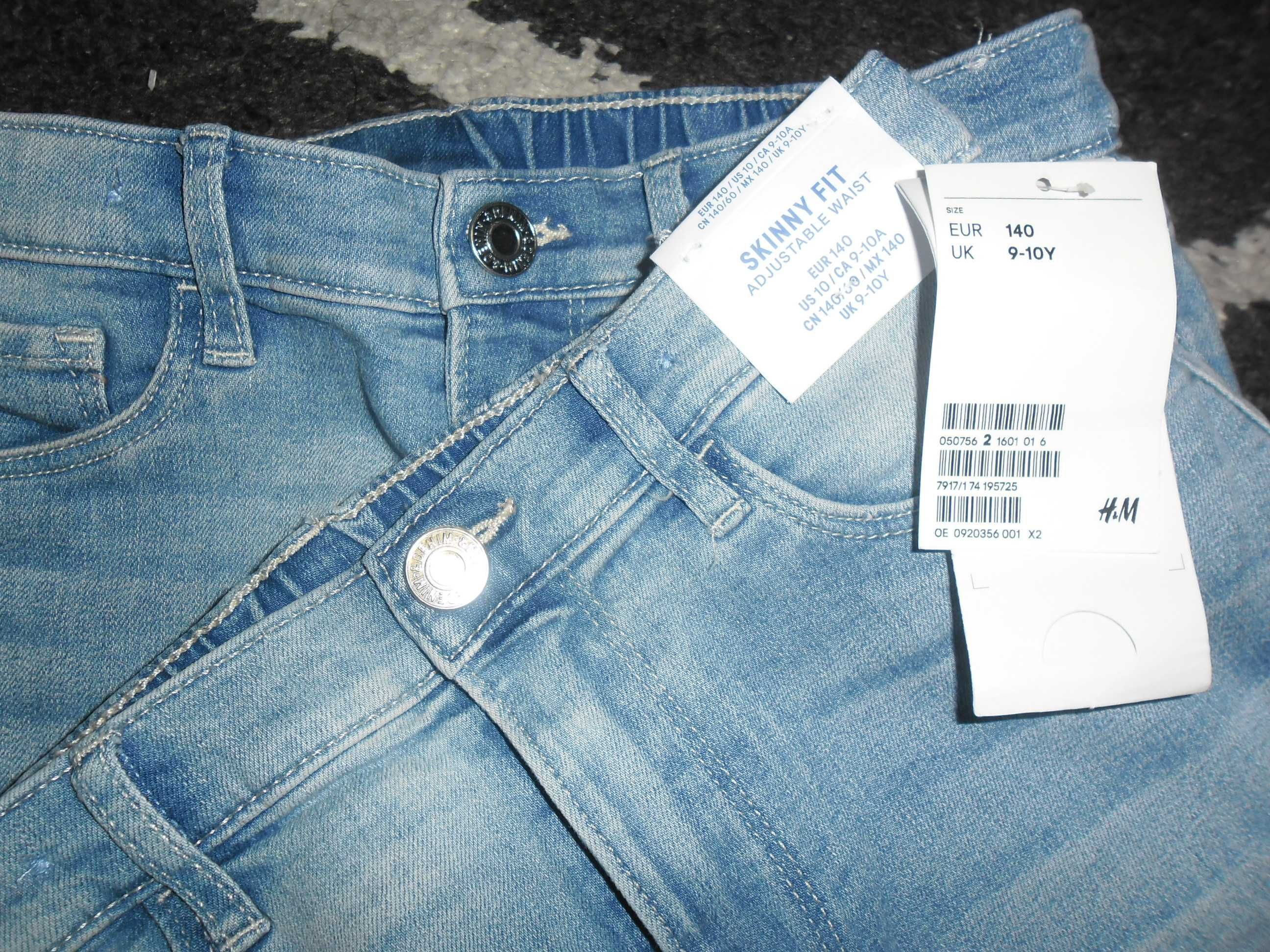 H&m skinny fit JEANS gumkowe org przecierane roz 140 nowe z metka