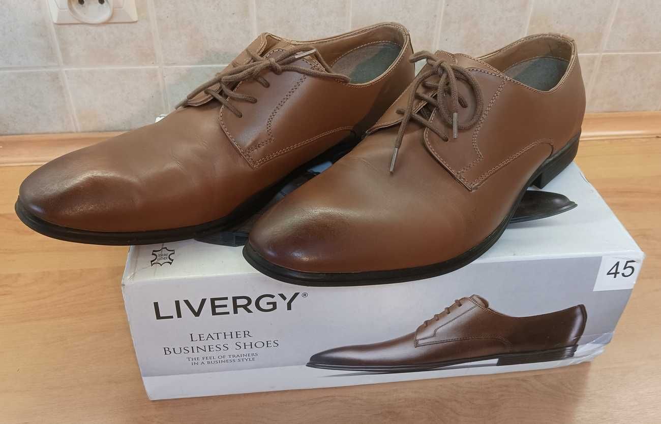 Buty skórzane brązowe Livergy rozmiar 45