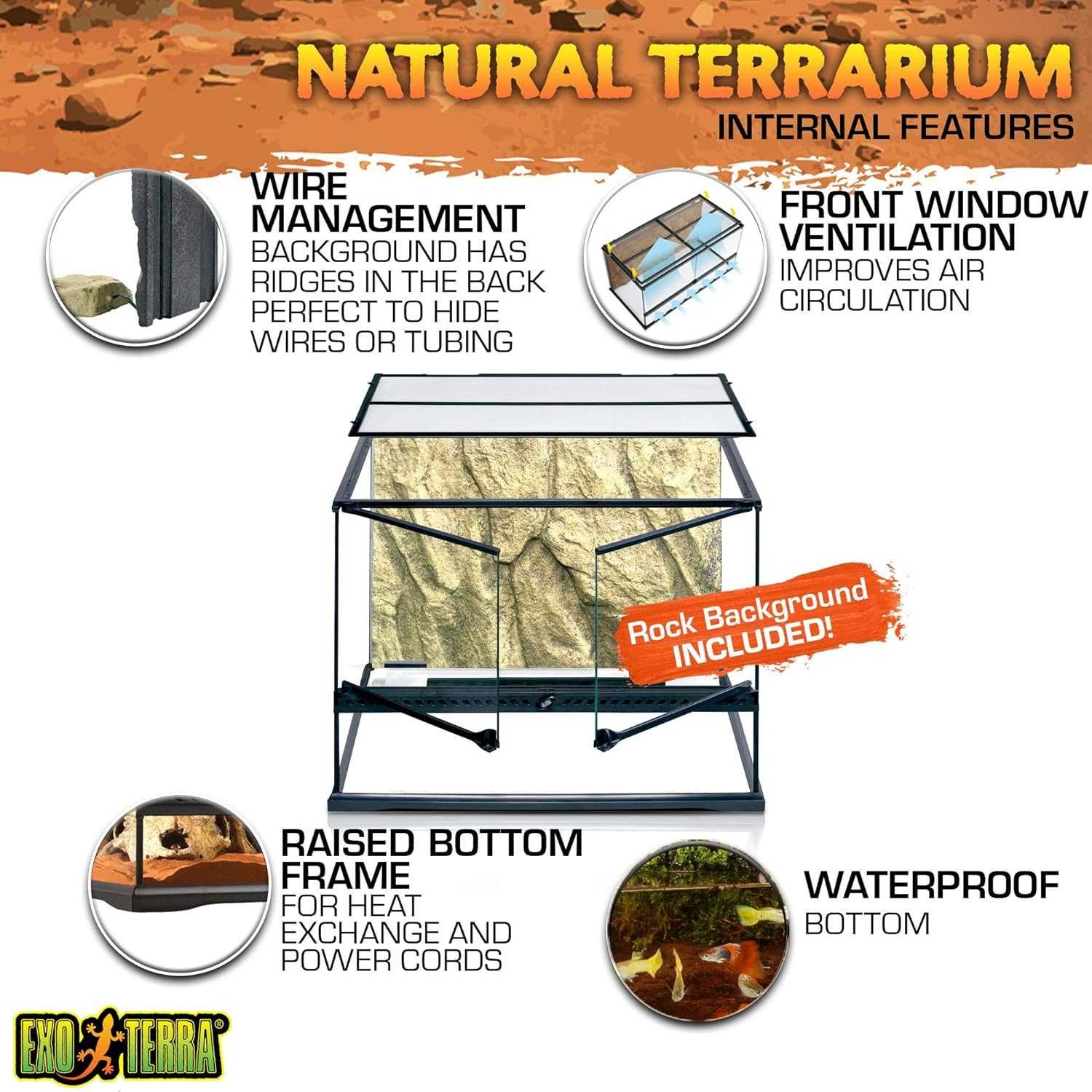 PORTES GRÁTIS - Terrários de Vidro para Répteis EXO TERRA, terrarium