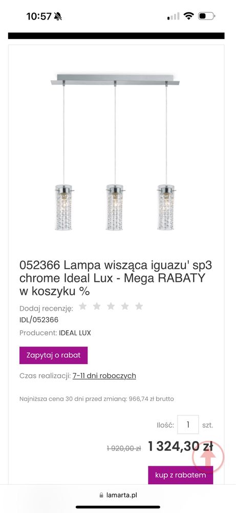 Sprzedam lampe wiszaca iguazu