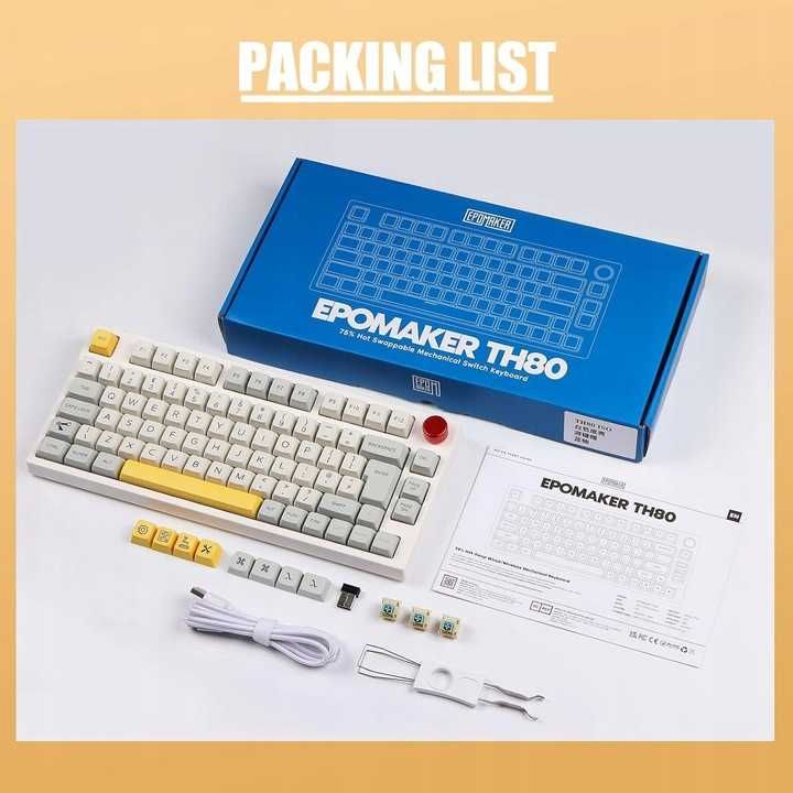 Klawiatura Mechaniczna Epomaker Theory TH80 PRO RGB BT Flamingo Linear
