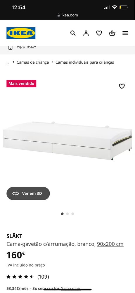 Cama com arrumacao e colchão SLAKT IKEA