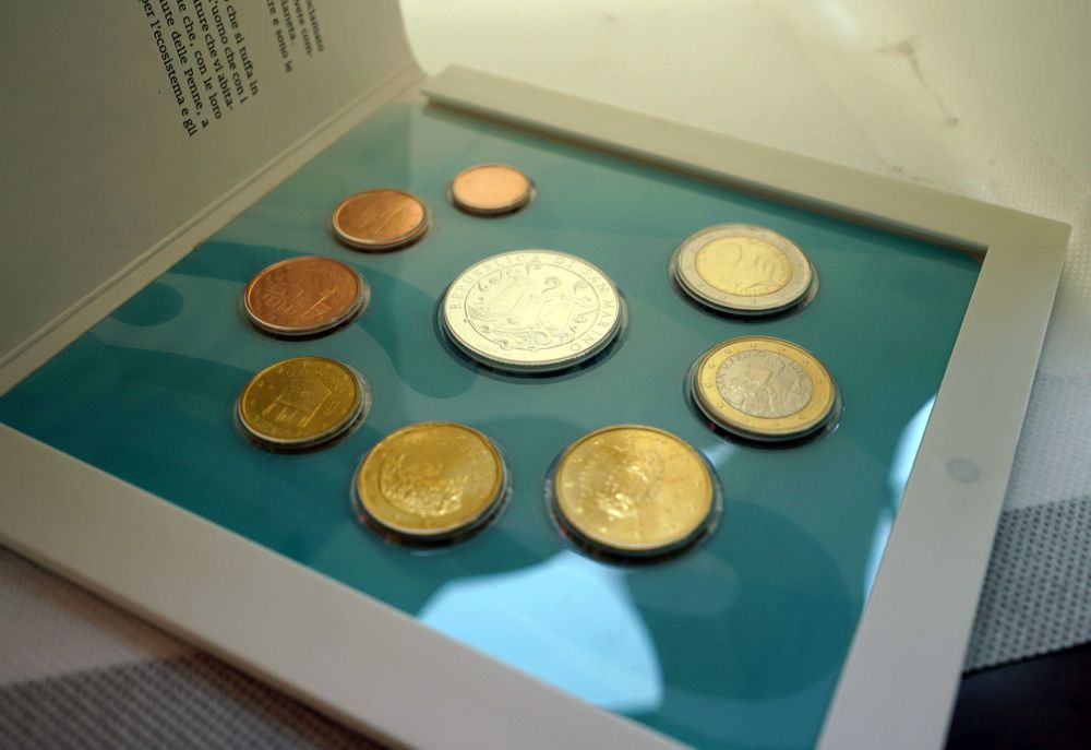 9 Moedas Set San Marino em FDC - Completo 2020 com 5€ Oceani em Prata