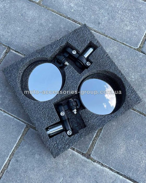 Дзеркала в торець керма 22мм на мотоцикл, зеркала в торец руля
