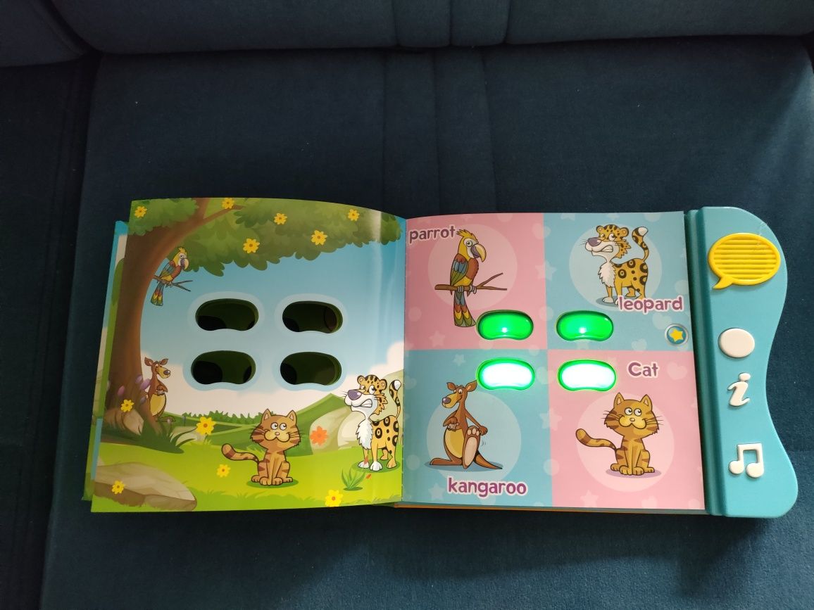 Książka grająca edukacyjna o zwierzętach dla dzieci angielski prezent