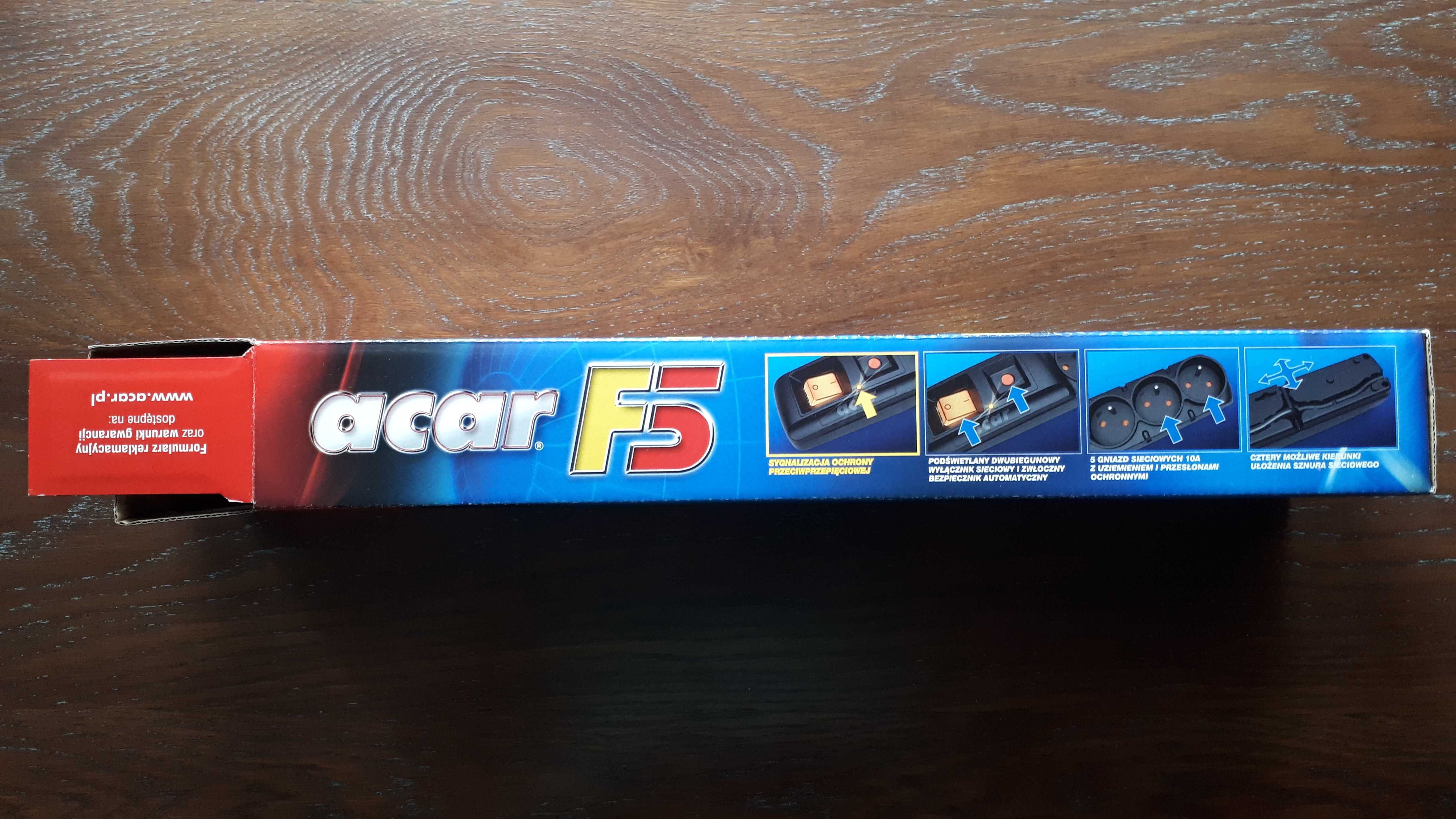Listwa zasilająca acar F5, 1,5m kabla, czarny