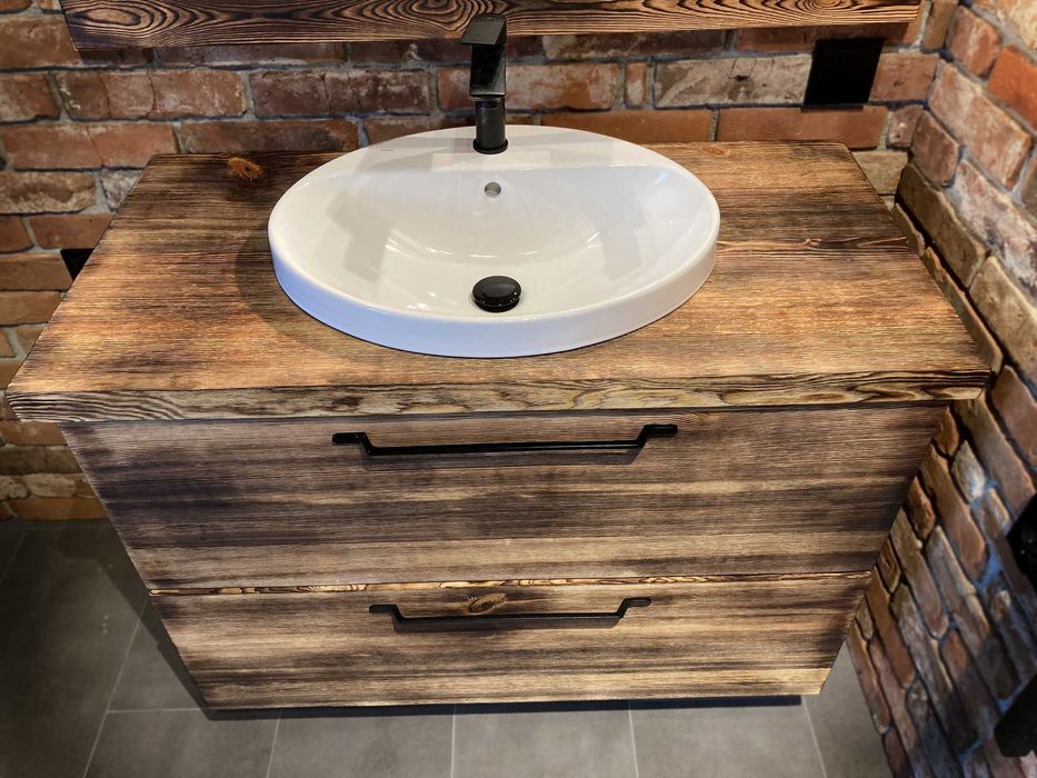 Szafka łazienkowa z lustrem stare postarzane drewno industrialne