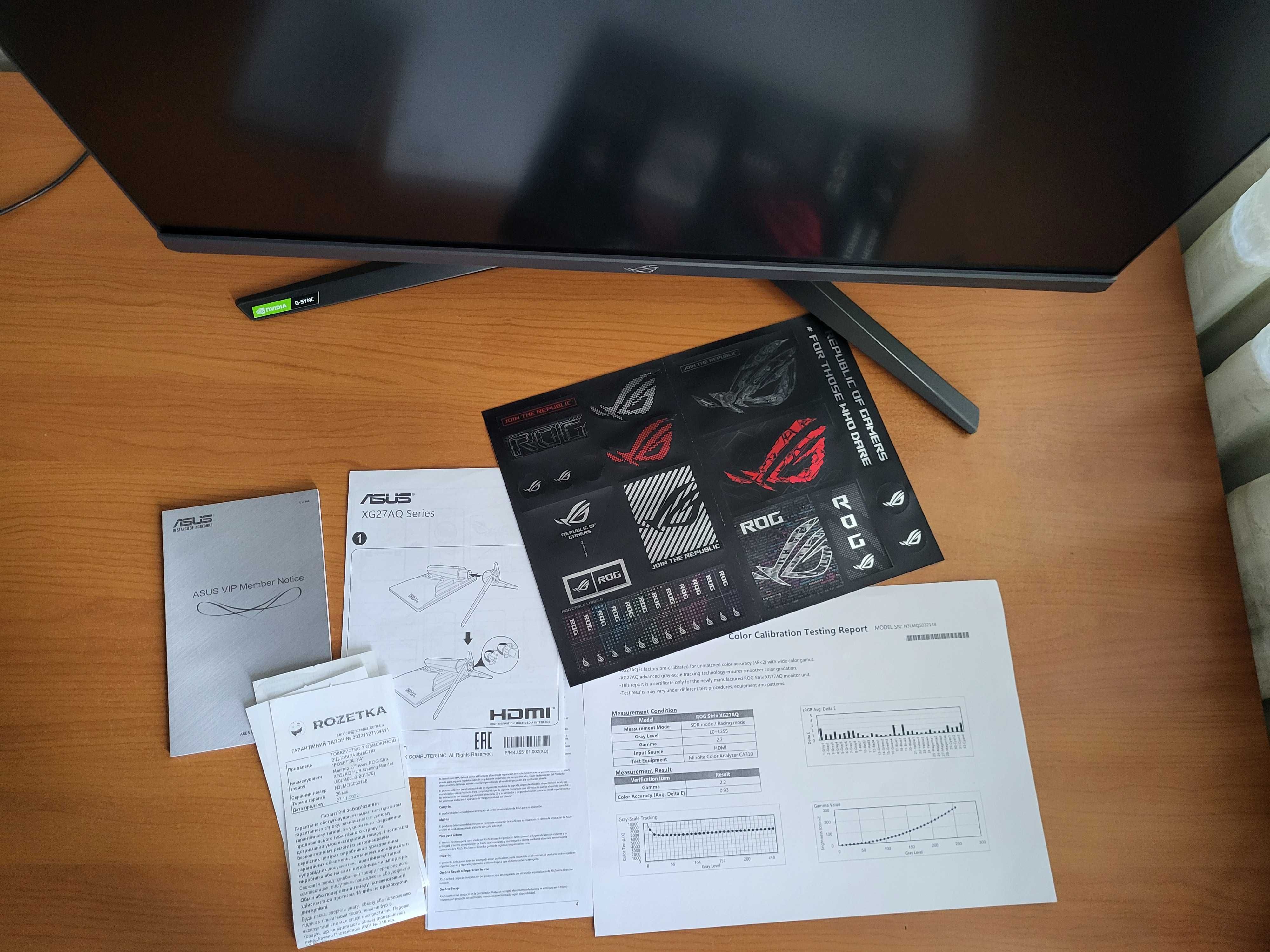 Монитор 27" Asus ROG Strix XG27AQ HDR Gaming Monitor