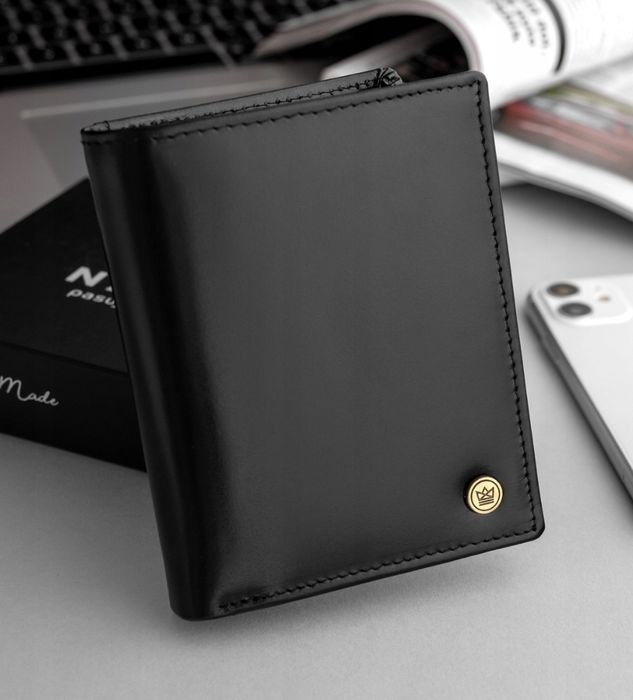 Portfel Skórzany Męski Czarny Prezent Nowy Zapakowany NANDY