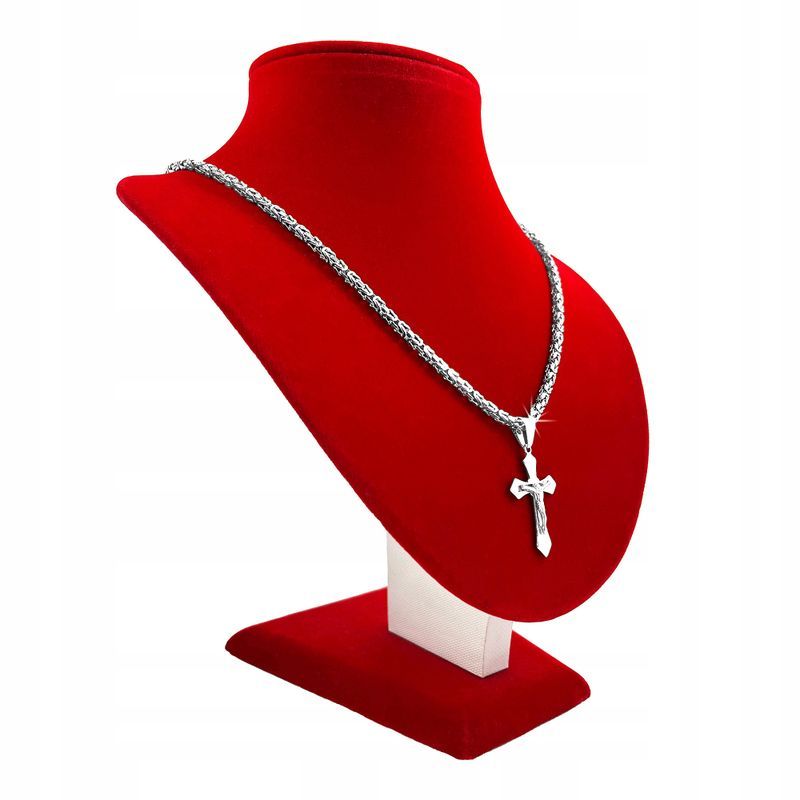 Srebrny Łańcuszek Męski Splot Królewski Z Krzyżykiem 65 cm Próba 925 S