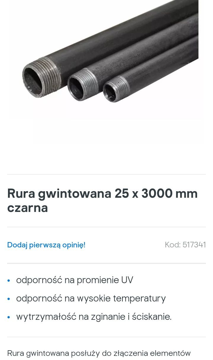 Rura stalowa gwintowana dwustronnie 33/28mm