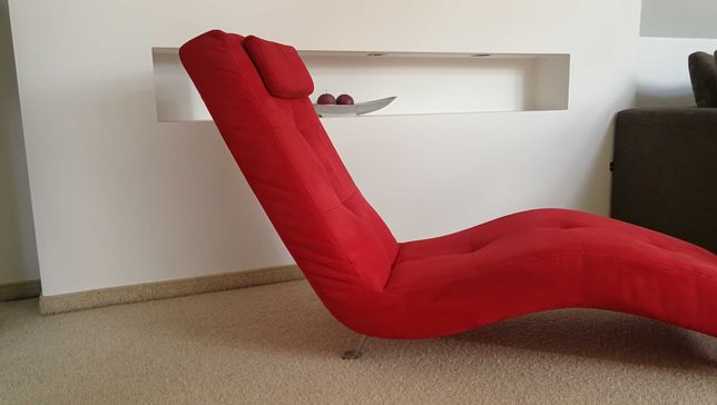 Szezlong, fotel, czerwony