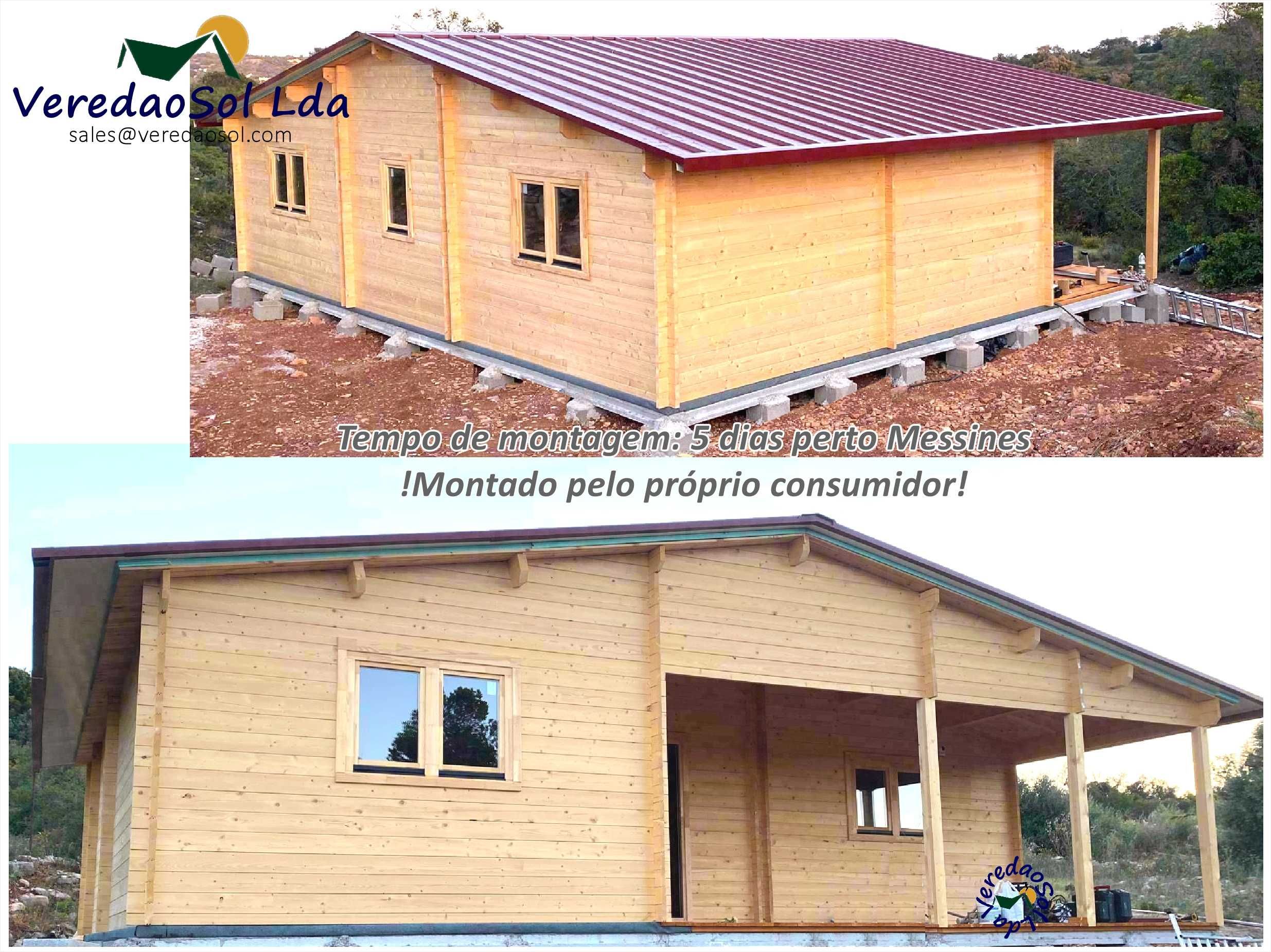 Casa madeira KIT BIG T2 - Jennifer 82.2m² Coberta 98m²  Pré fabricada