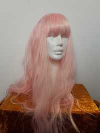 Długie różowe włosy peruka A2410