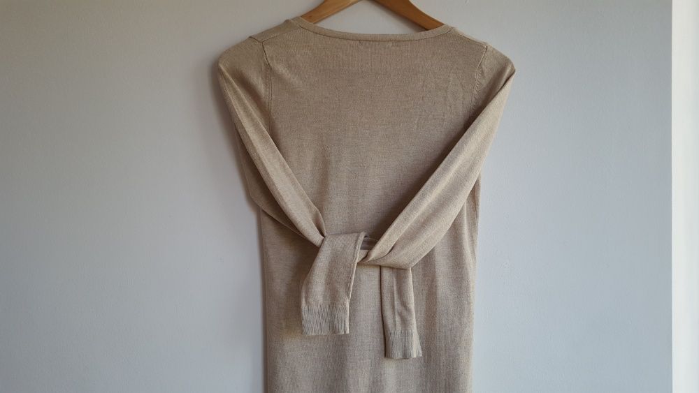 Beżowy kardigan sweterek na guziki Stradivarius S