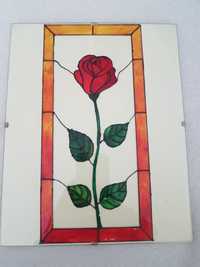 Róża malowana na szkle 3szt