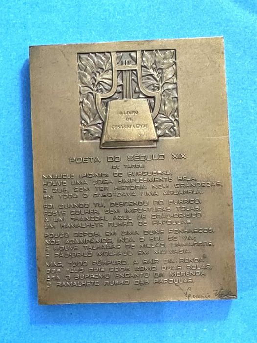 medalha CESÁRIO VERDE, Escultor M. NORTE, 80x60mm