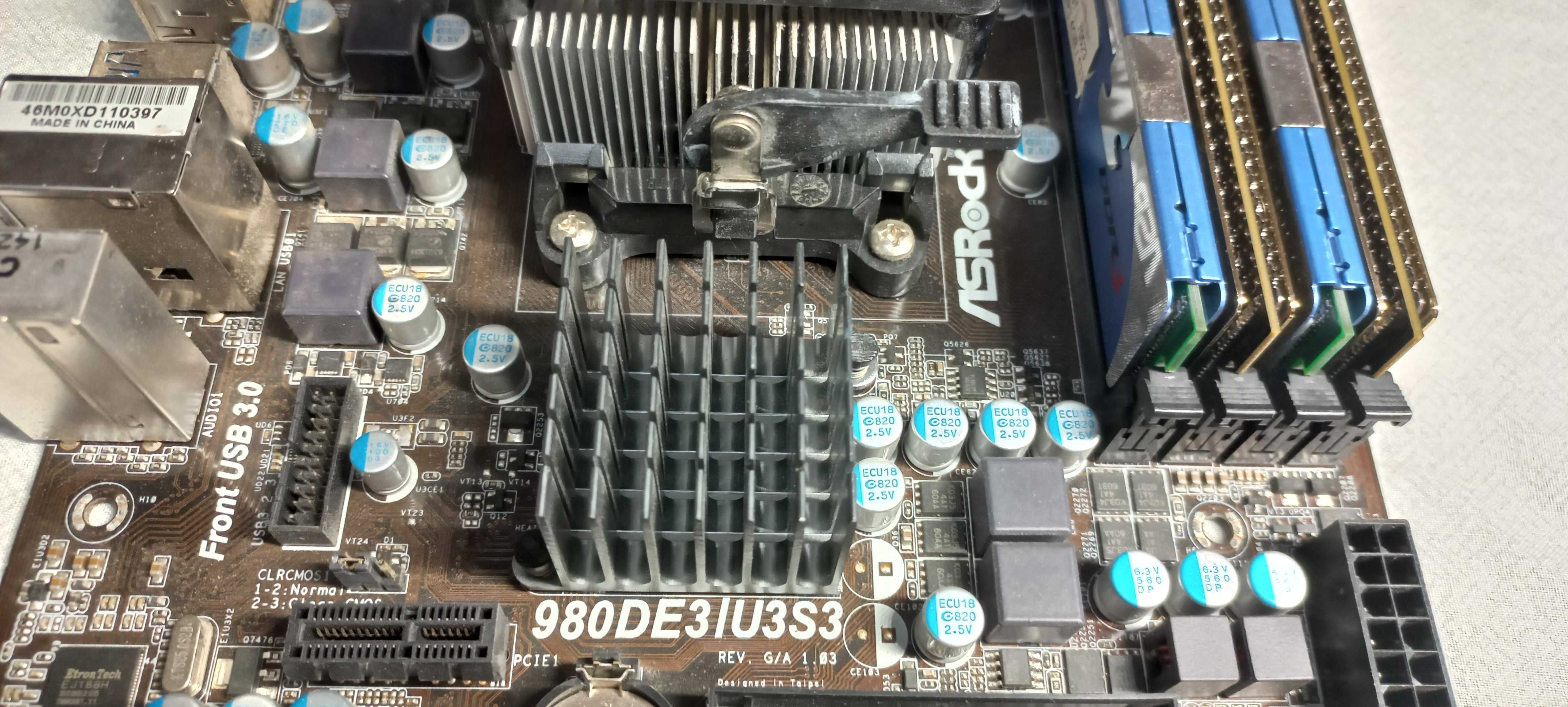 ASRock 980DE3 U3S3 + FX-4100 + 8гб ДДР3 + кулер