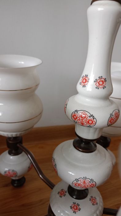 Żyrandol porcelanowy PRL Polam