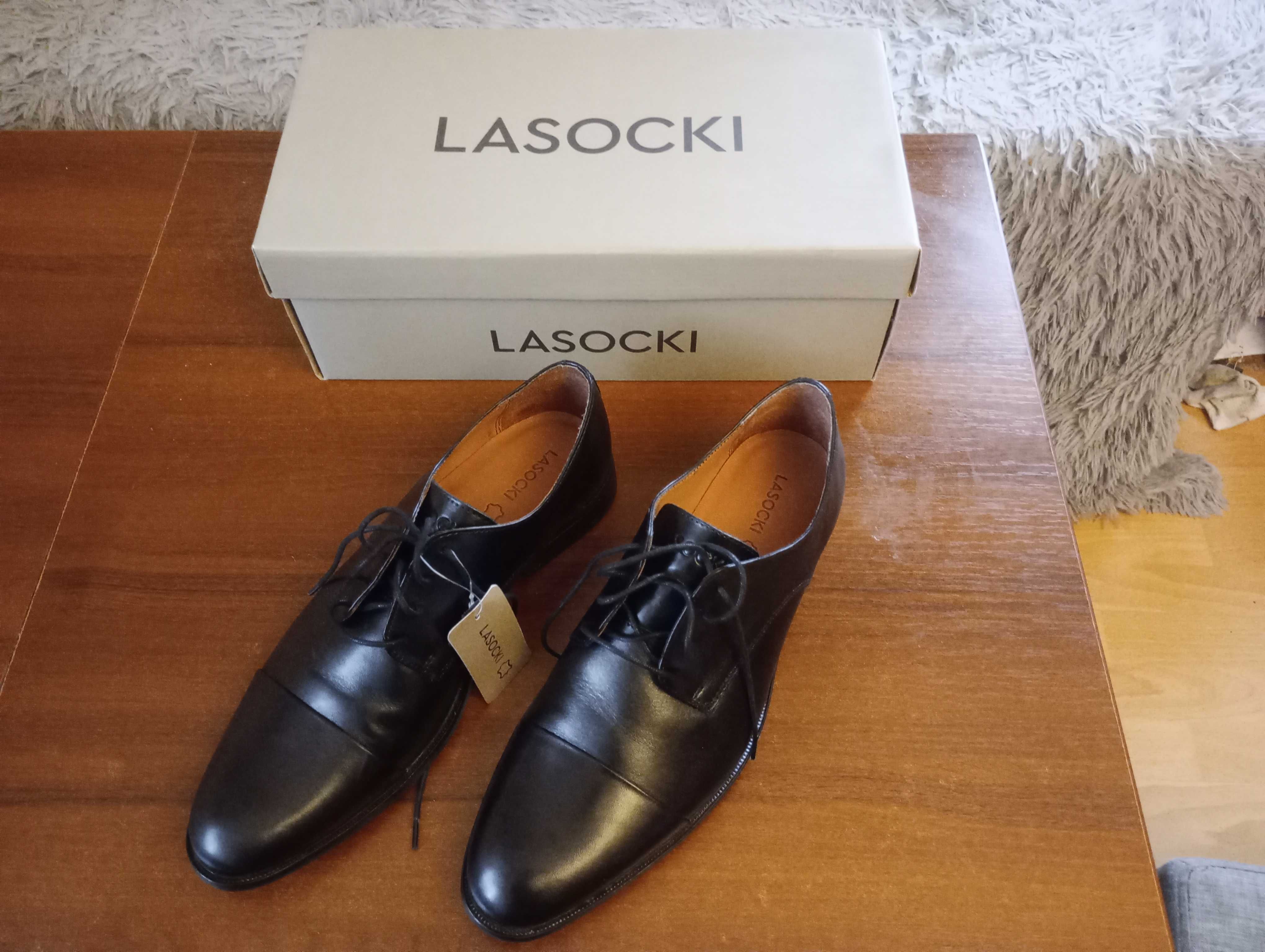 Buty męskie czarne Lasocki nowe numer 43