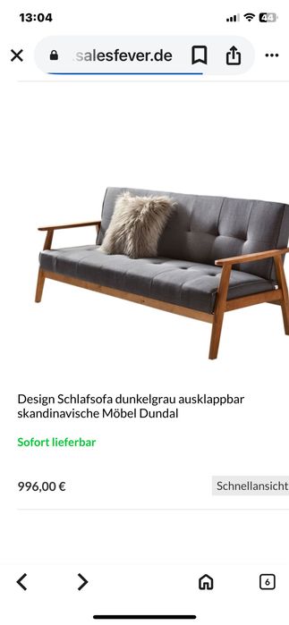 sofa rozkładana skandynawska salesfever 190 cm szara
