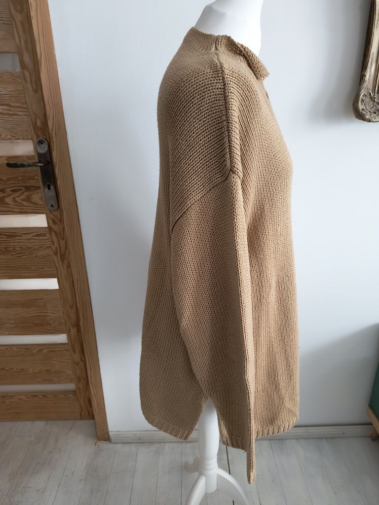 Sweter z warkoczem rudy oversize