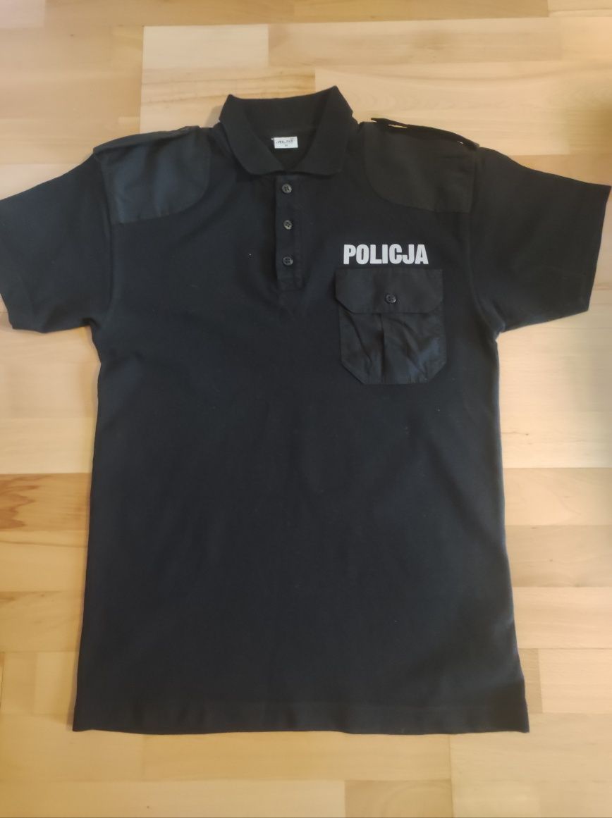 Czarna Koszulka polo Policyjna