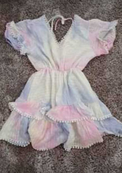 Nowa Śliczna  Tęczowa/Pastelowa sukienka letnia Boho M/L