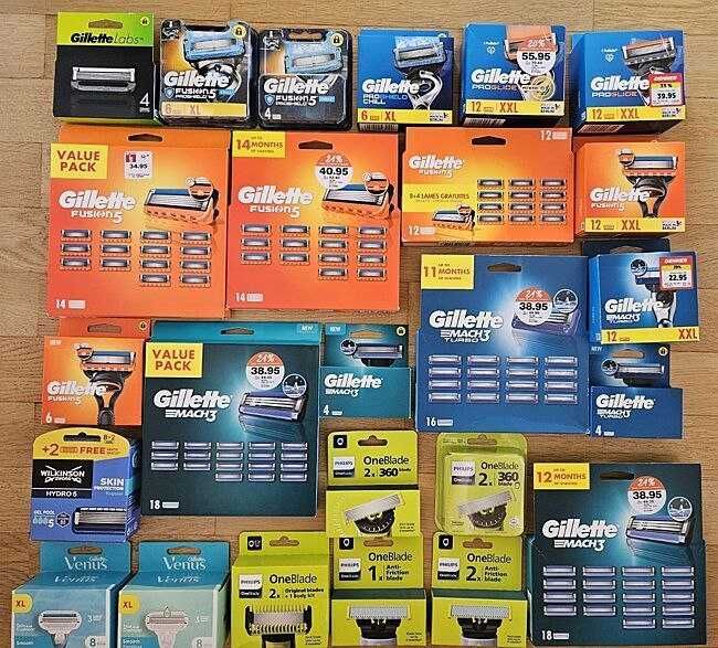 ОПТ Gillette леза картриджі різні типи, кількість в упак. Оригінал ЄС