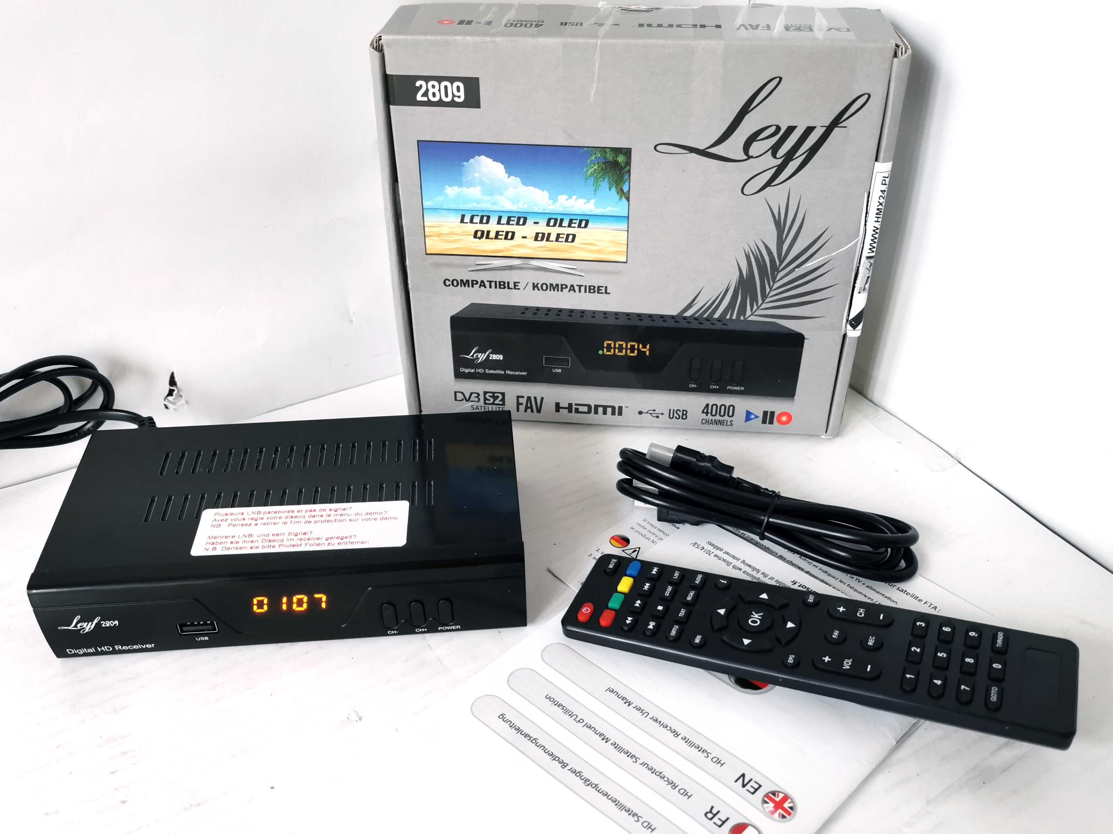 Tuner Dekoder Satelitarny DVB-S2 HD-Line LEYF 2809