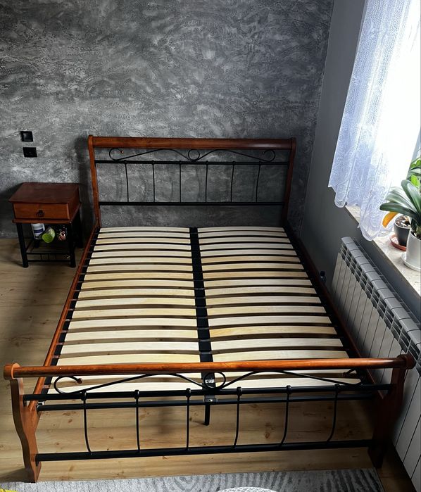 Łóżko 160x200cm + szafka nocna - do sypialni, dwuosobowe, małżeńskie