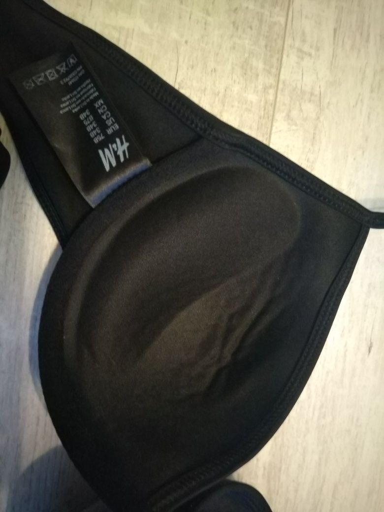 H&M bikini strój kąpielowy kostium szary push up