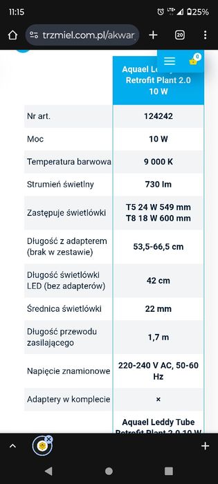 Oświetlenie Aquael leddy tube 10w plant
