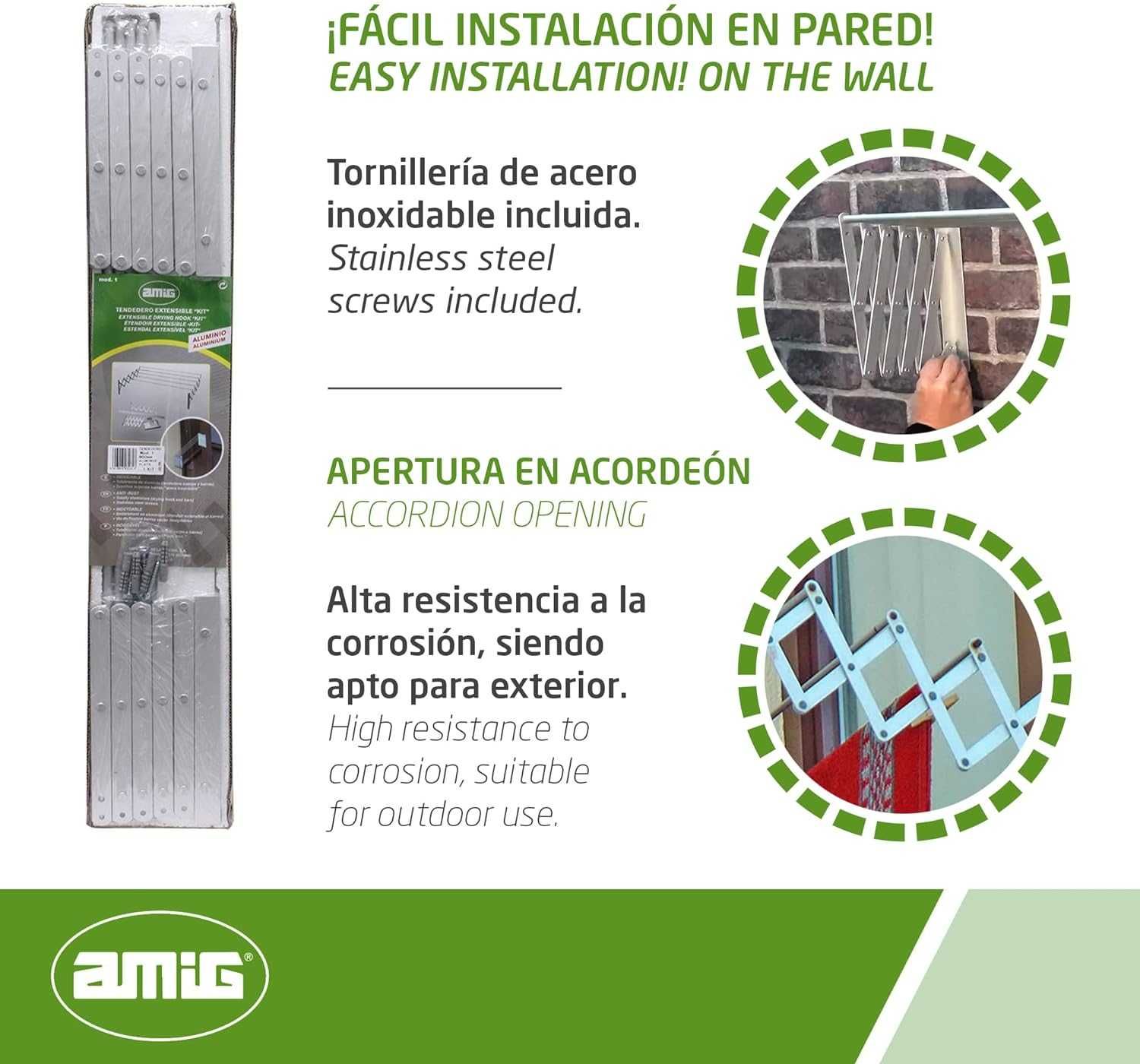 Amig Tendedero Extensible Kit Aluminio 1200 mm