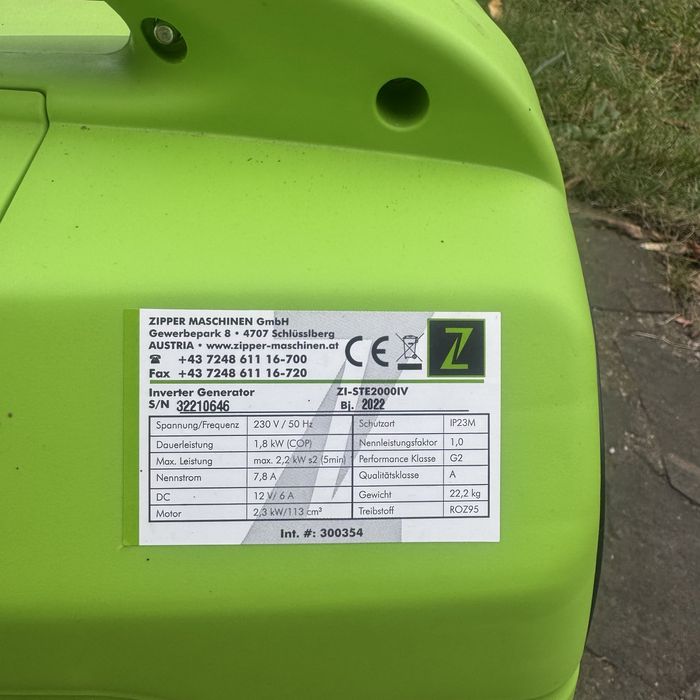 Генератор інверторний ZIPPER ZI-STE2000IV (Австрія) 2кВт