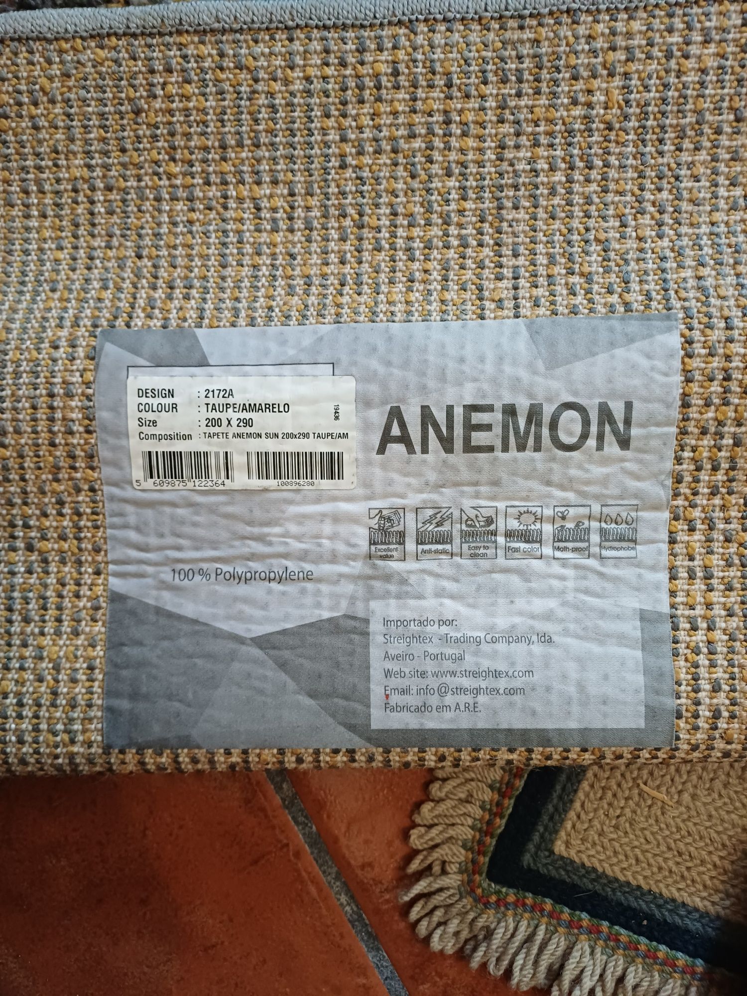 Carpete Lã 2x3m taupe amarelo