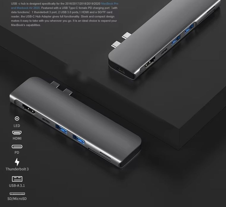 Перехідник USB C macbook apple pro 2018 2019 2020