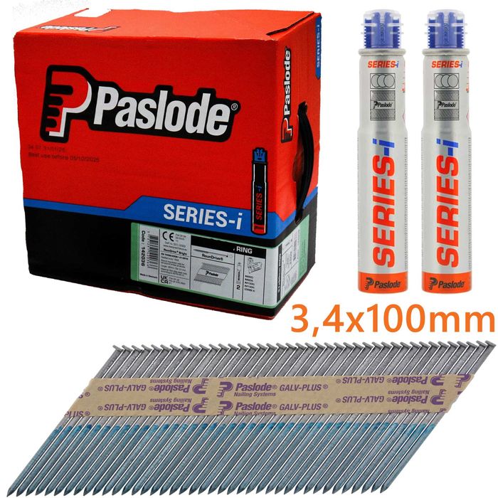 Gwoździe do gwoździarki gładkie 3,4x100 Paslode 2500szt + 2xGaz FV,24H