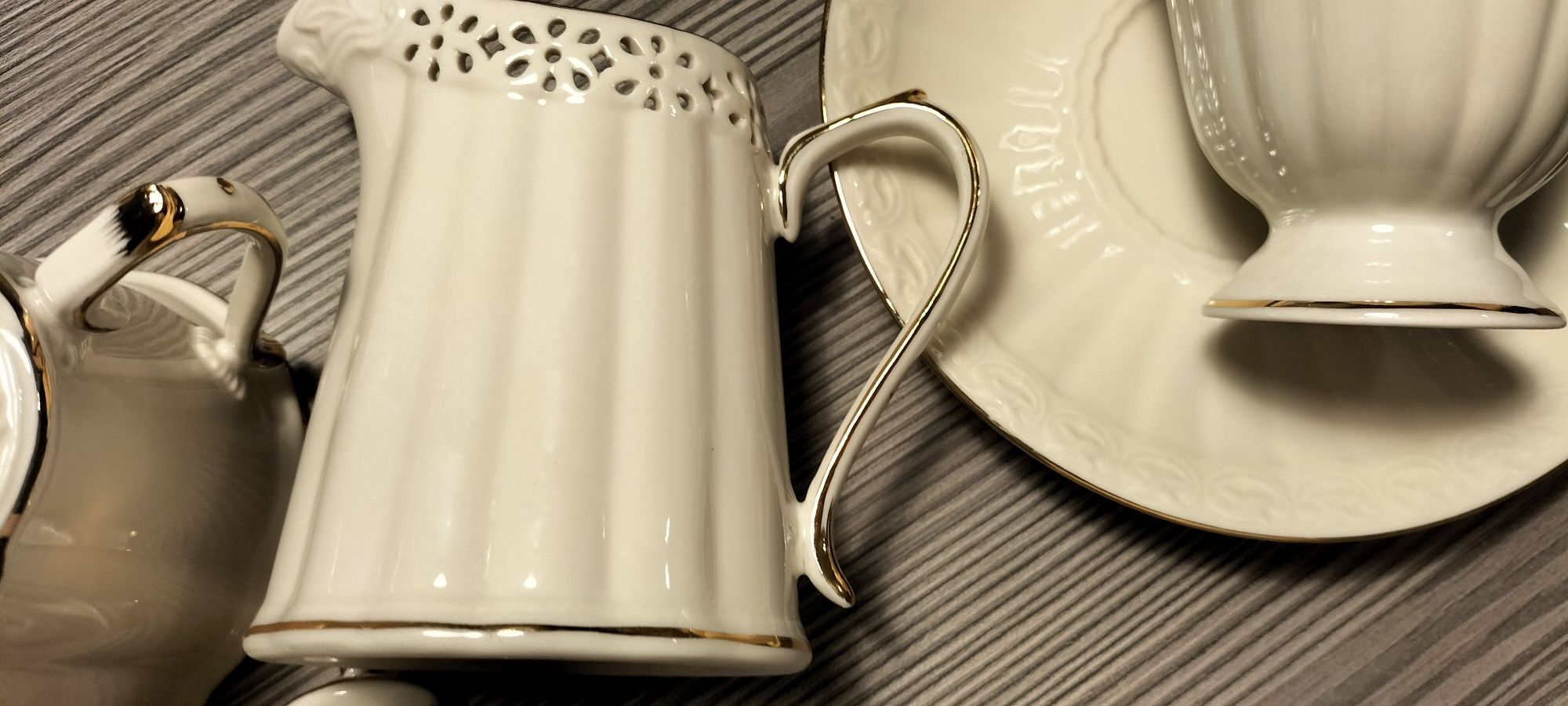 Zestaw porcelanowy dla 4 osób,Clara Gold Ivory Villa Italia